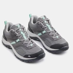 Quechua Chaussures De Randonnée Montagne - MH100 Gris/vert- Femme -Vêtements De Sport Extérieur chaussures de randonnee montagne mh100 grisvert femme 3