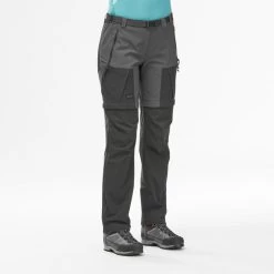 Pantalon Modulable 2 En 1 De Trek Montagne - MT500 Noir - Femme -Vêtements De Sport Extérieur pantalon modulable 2 en 1 de trek montagne mt500 noir femme 3