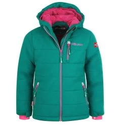 TROLLKIDS Veste D'hiver Enfant Hemsedal XT Hydrofuge, Coupe-vent Vert Émeraude/Rouge Rubis