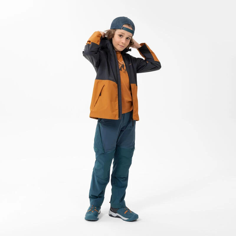 Quechua Veste Imperméable De Randonnée - MH500 Grise Et Ocre - Enfant 7-15 Ans 4 Quechua Veste Imperméable De Randonnée - MH500 Grise Et Ocre - Enfant 7-15 Ans – Image 2