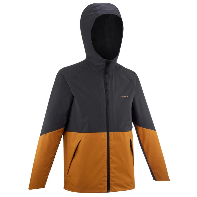 Quechua Veste Imperméable De Randonnée - MH500 Grise Et Ocre - Enfant 7-15 Ans 3 Quechua Veste Imperméable De Randonnée - MH500 Grise Et Ocre - Enfant 7-15 Ans