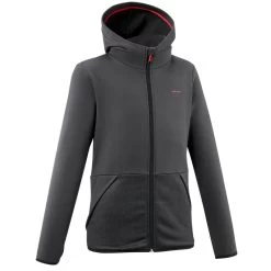 Quechua VESTE POLAIRE DE RANDONNEE - MH500 NOIRE GRISE - ENFANT 7-15 ANS